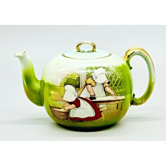 Royal Bayreuth Other - Royal Bayreuth Sunbonnet Babies Ironing Day Teapot Tuesday Child